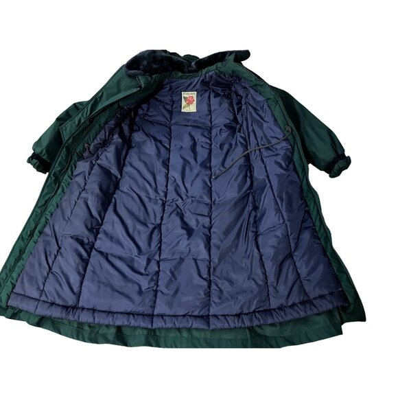 Vintage Rothschild Green Faux Fur Hooded Coat Womens M/L Velvet Bows Used Unique - Picture 5 of 16